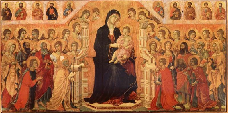 Duccio di Buoninsegna Maria and Child throning in majesty, hoofddpaneel of the Maesta, altar piece oil painting image